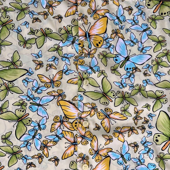 Vintage Notations Novelty Print Butterfly Print Short Sleeve Blouse PL - Picture 5 of 6